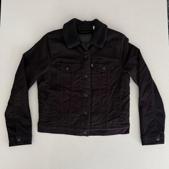 Levi's Original Sherpa Trucker Jacket Original Sherpa Trucker Jacket Black Denim - Picture 6 of 12